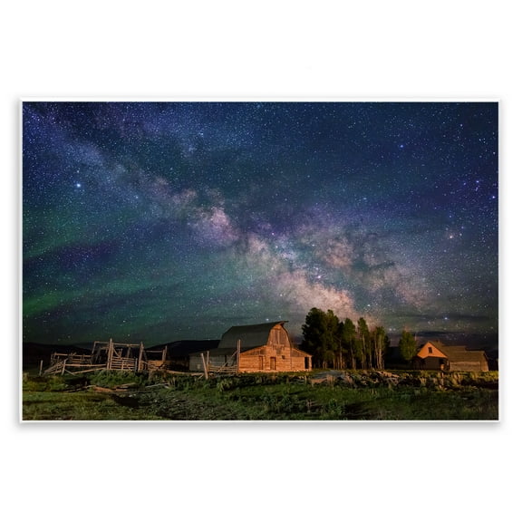 Stupell Industries Nebula Sky over Farm Scene Landscape & Nature Photography Unframed Art Print Wall Art, 15 x 10