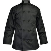 Long Sleeve Chef Coat Knot Button Chef Coat-Easy-Care Twill Large, 6 Pack Black