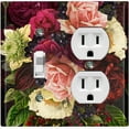 thumbnail image 1 of Metal Light Switch Plate Outlet Cover Rose Red White Wallpaper ROS020, 1 of 13