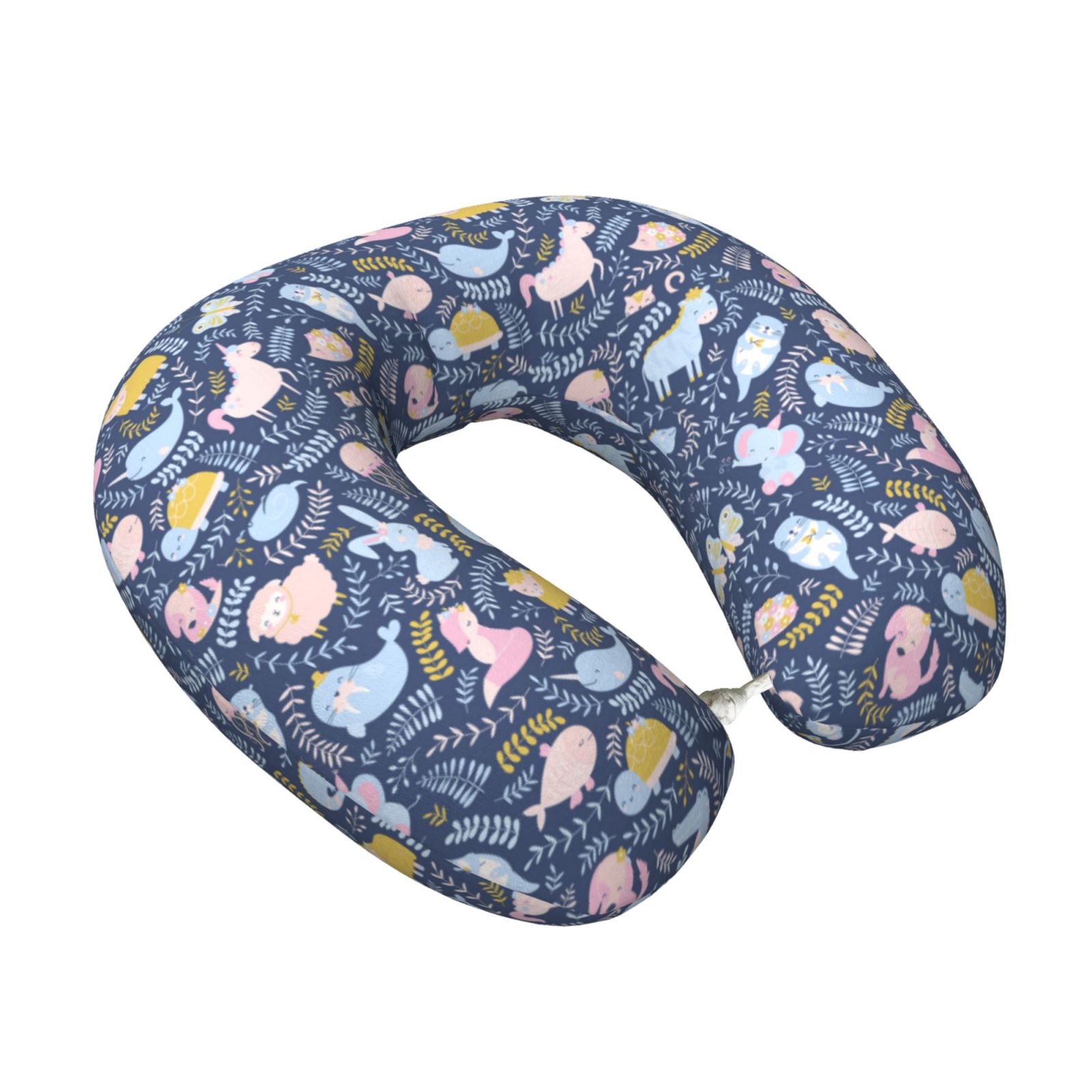 Xecao Cute Baby Animals Print Memory Foam Cervical Neck Pillow Versatile U-Shaped Pillows for Home,Office,Camping,Travelling,Soft Washable Cover