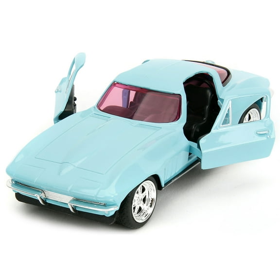 1966 Chevrolet Corvette Light Blue with Pink Tinted Windows "Pink Slips" Series 1/32 Diecast Model Car by Jada