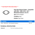 thumbnail image 2 of Line Inlet Exhaust Gasket - Compatible with 2004 - 2008, 2010 - 2011 Mitsubishi Endeavor 3.8L V6 2005 2006 2007, 2 of 2