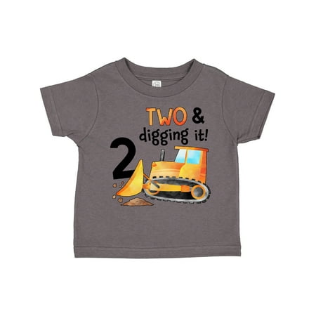 

Inktastic Two and Digging It Bulldozer 2nd Birthday Gift Toddler Boy or Toddler Girl T-Shirt