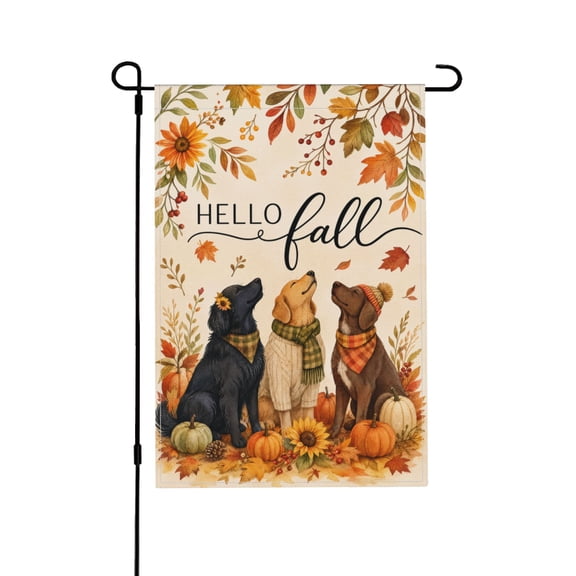 Garden Flag 12x18 Inch Fall Dogs Sunflowers Outdoor Autumn Decor