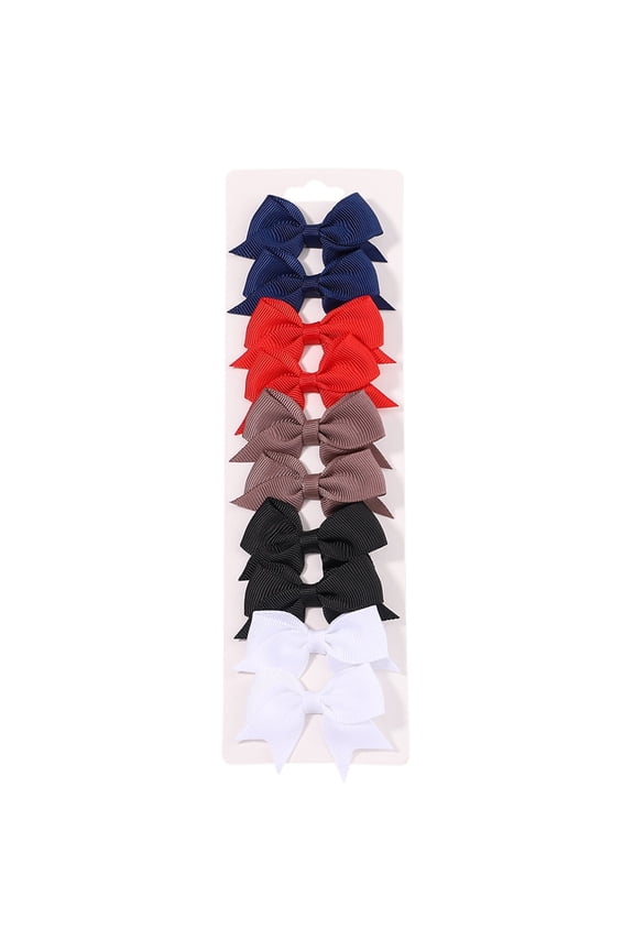 10Pcs/Set New Cute Solid Ribbon Bowknot Hair Clips for Baby Girls Handmade Bows Hairpin Barrettes Headwear Kids Hair Accessories