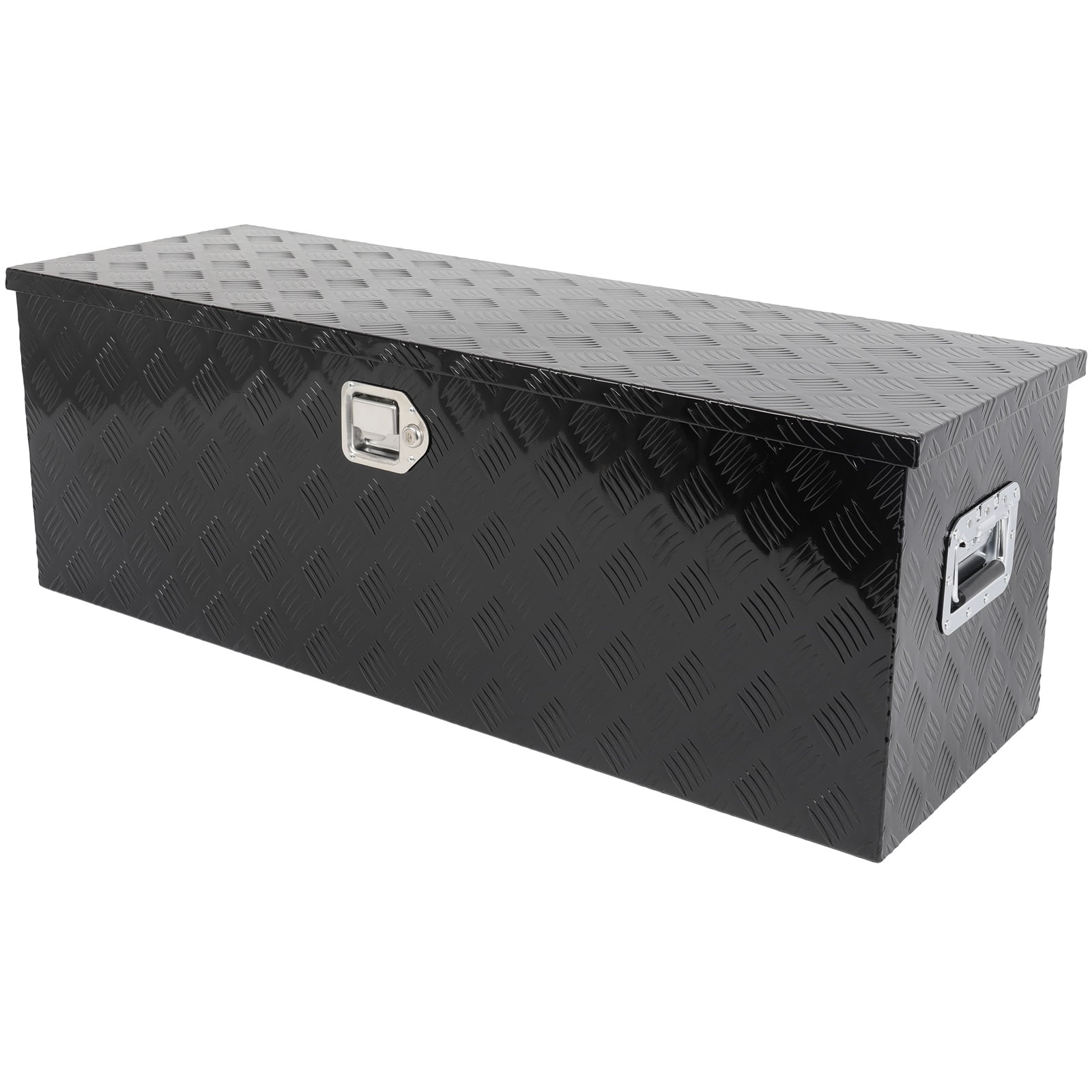 SCITOO 44 Inch Aluminum Truck Bed Tool Box,Heavy Duty Diamond Plate Trailer Tool Box with Lock Keys,Tool Storage Organizer Chest for Pick up,Truck Bed,ATV,RV TrailerWaterproof Black 44X15X15