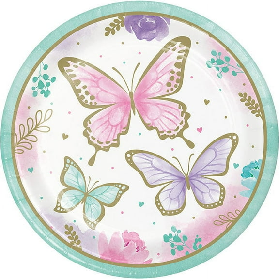 96 Count Bulk Pack Shimmering Butterfly Dinner Plates
