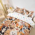 thumbnail image 3 of Homewish Kawaii Puppy Bedding,Cartoon Pet Dog Theme Duvet Cover Full,Beige,Polkadot Reversible,3 Pieces,1 Duvet Cover and 2 Pillowcases, 3 of 6