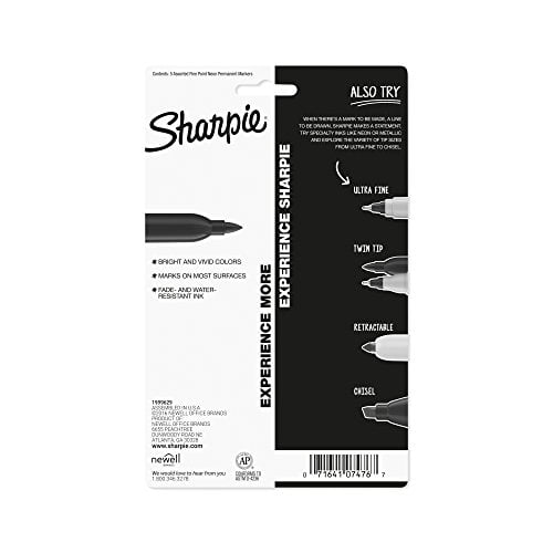  Sharpie 1860443 Neon Permanent Markers Assorted 5/Pack :  Office Products