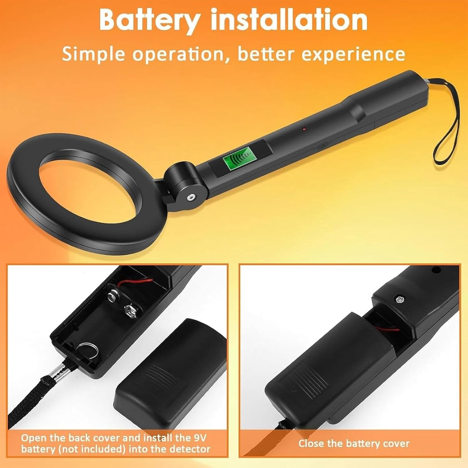 Foldable Handheld Metal Detector, Portable 360° Scanning Metal Tool with LCD Display and 3 Adjustable Modes High Sensitivity Lightweight Metal Detector, for Finding Gold and Sliver Rings