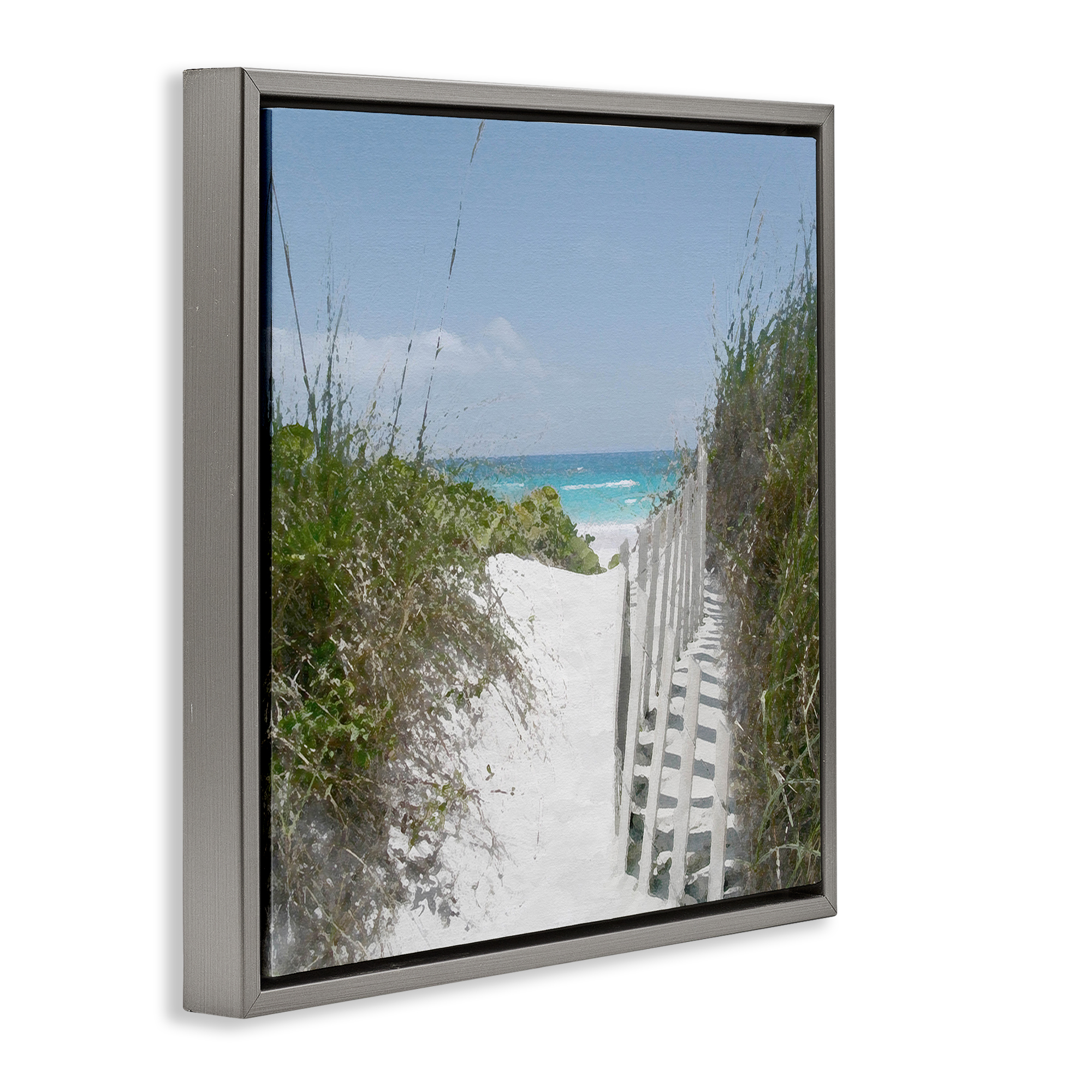 Stupell Industries To The Sea Landscape Coastal Photography Gray Floater Framed Canvas Art Print Wall Art, 18 x 18
