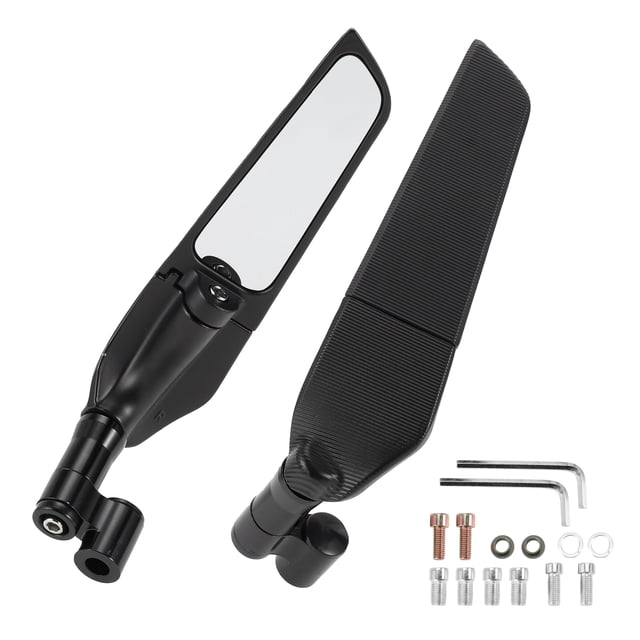 Espejo retrovisor universal de motocicleta ajustable de Bargains Únicos, espejo de doble deporte, aleación de aluminio, 1 juego, negro, forma poligonal M8/M10