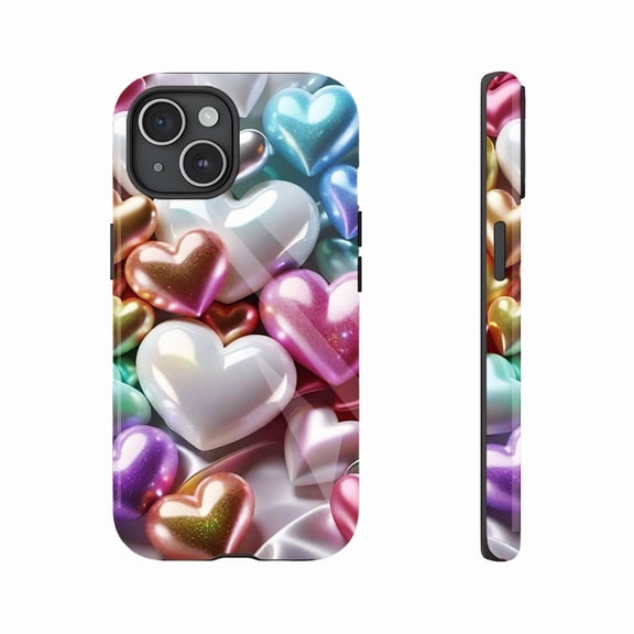 Colorful Heart Shaped Phone Case for Lovers, Compatible with iPhone 11/12/13/14/15/16 (Pro Max/Plus) – Ideal Valentine's Day Gift