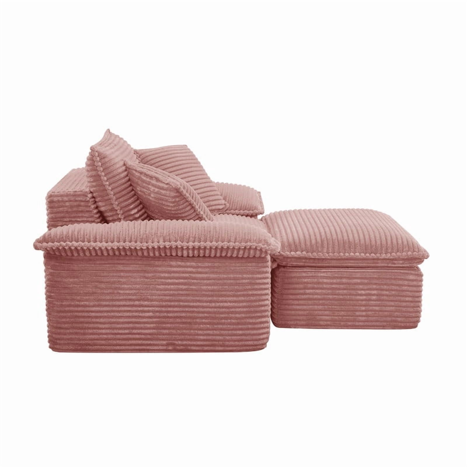 Oversized Single Sofa Chair with Movable 2-Layer Ottoman Set, Chaise Lounge Lazy Sofa, Modular Accent Floor Sofa