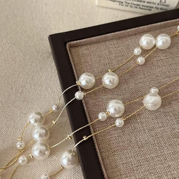 1920s Vintage 8mm Faux Pearl Strand Necklace - 59 Inch Long Layered Chain
