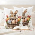 thumbnail image 3 of Outdoor Pillow Covers Spring Easter Egg Bunny on White Waterproof Pillow Cases 24x24 Set of 2, Colorful Flower Leaf Throw Pillow Cover Pillowcase for Patio Balcony Couch Garden, 3 of 9