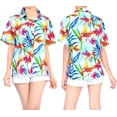 thumbnail image 2 of LA LEELA Hawaiian Shirts Womens Casual Summer Beach Short Sleeve Vacation Blouse Shirt Luau Party Blouses Dress Tops Tee Shirts T Shirt for Women S Allover Leafs, Multicoloured, 2 of 5