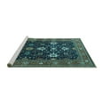 thumbnail image 2 of Ahgly Company Machine Washable Indoor Square Oriental Turquoise Blue Traditional Area Rugs, 7' Square, 2 of 4