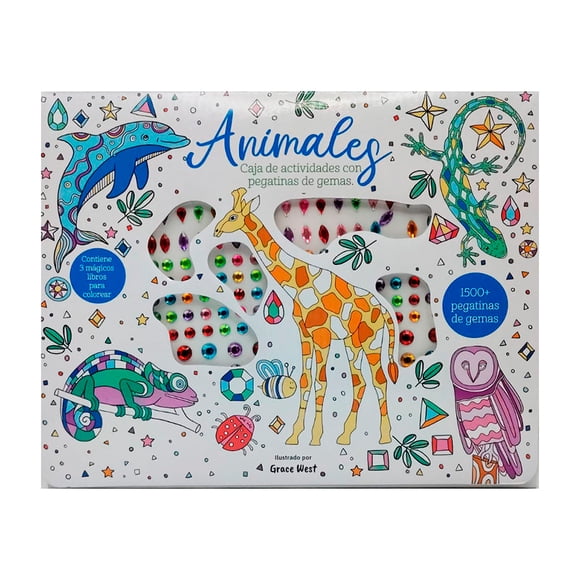 Animales Caja Con Pegatinas de Gem Terracota Libro de Bolsillo Libros Infantiles 1A