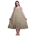 thumbnail image 1 of Bimba Chemises de Nuit en Coton Brun Clair à Imprimé Floral et Feuilles pour Femmes, Robe Sans Manches, Tenue de Nuit, Robe Maxi, XX-Grand, 1 of 6