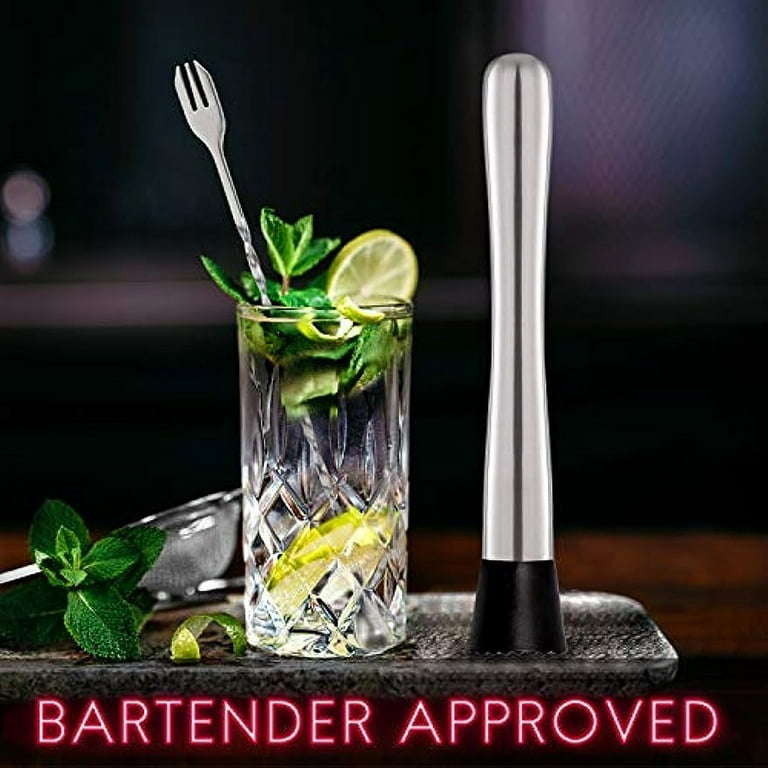 YOTIPP 10 Inch Stainless Steel Cocktail Muddler and Mixing Spoon  Professional Home Bar Tool Set - Yahoo Shopping