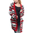 thumbnail image 2 of Women's Button Down V-Neck Cotton Knit Oversized Christmas Reindeer Cardigan M, 2 of 6