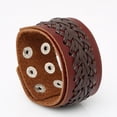 thumbnail image 2 of Joyería de Brazalete Punky Ancho Cuero Botones A Hombres marrón Fernando Pulsera, 2 of 8