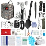 Emergency Survival Kit and First Aid Kit, iMounTEK 125Pcs Professional Survival Gear and Equipment, Camping Shovel Axe Set, Portable Multi Tool Survival Kits for Outdoor Adventure Camping Hunting