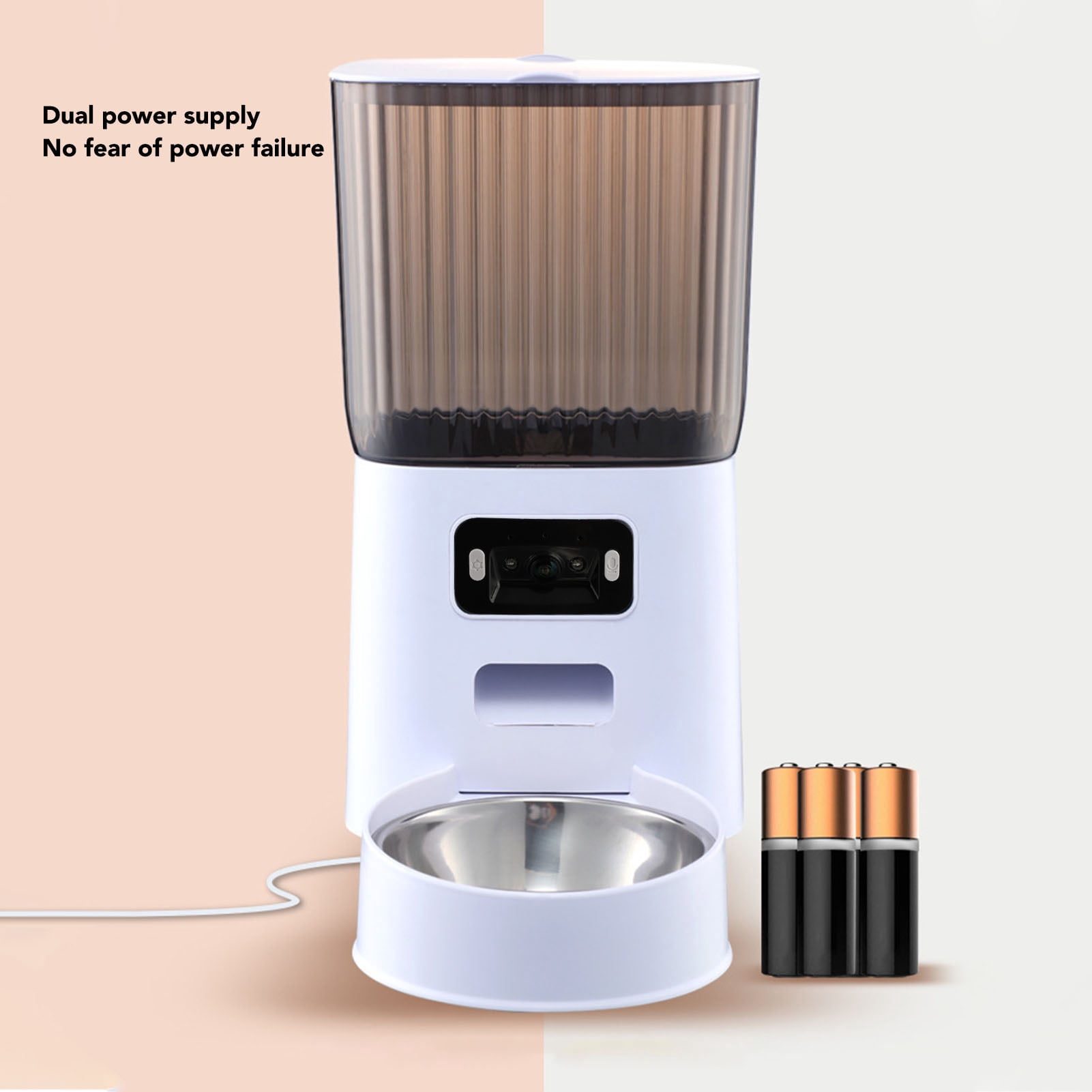 LAZIOEGR 5L Automatic Pet Feeder Smart Cat Dog Food Dispenser Stainless Steel Single Bowl with Camera 1080P WiFi App Control (9.84 x 7.87 inches / 25 x 20 cm)