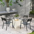 thumbnail image 7 of TOTAL Outdoor  4-Pieces Dining Chairs, Outdoor Patio Heavy Metal Chairs Set of 4, Sturdy Chairs with Ergonomic Armrest, Patio Furniture Chairs Set for Backyard Lawn Patio, Support to 350 LBS, Black, 7 of 7