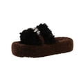 thumbnail image 2 of Roncen Women's Platform Slippers with Fleece-Lined Plush Fur - Open Toe Rhinestone Embellished Elevated Thick Sole Multi-Color Shoes for Fall/Winter, Comfortable and Fashionable House Shoes, 2 of 7