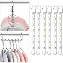 Trianu Space Saving Hangers Metal Clothes Hangers 6X2 Slots Magic Plastic Hanger Cascading Hanger Updated Hook Design Closet Organizer Hanger (Pack of 6)