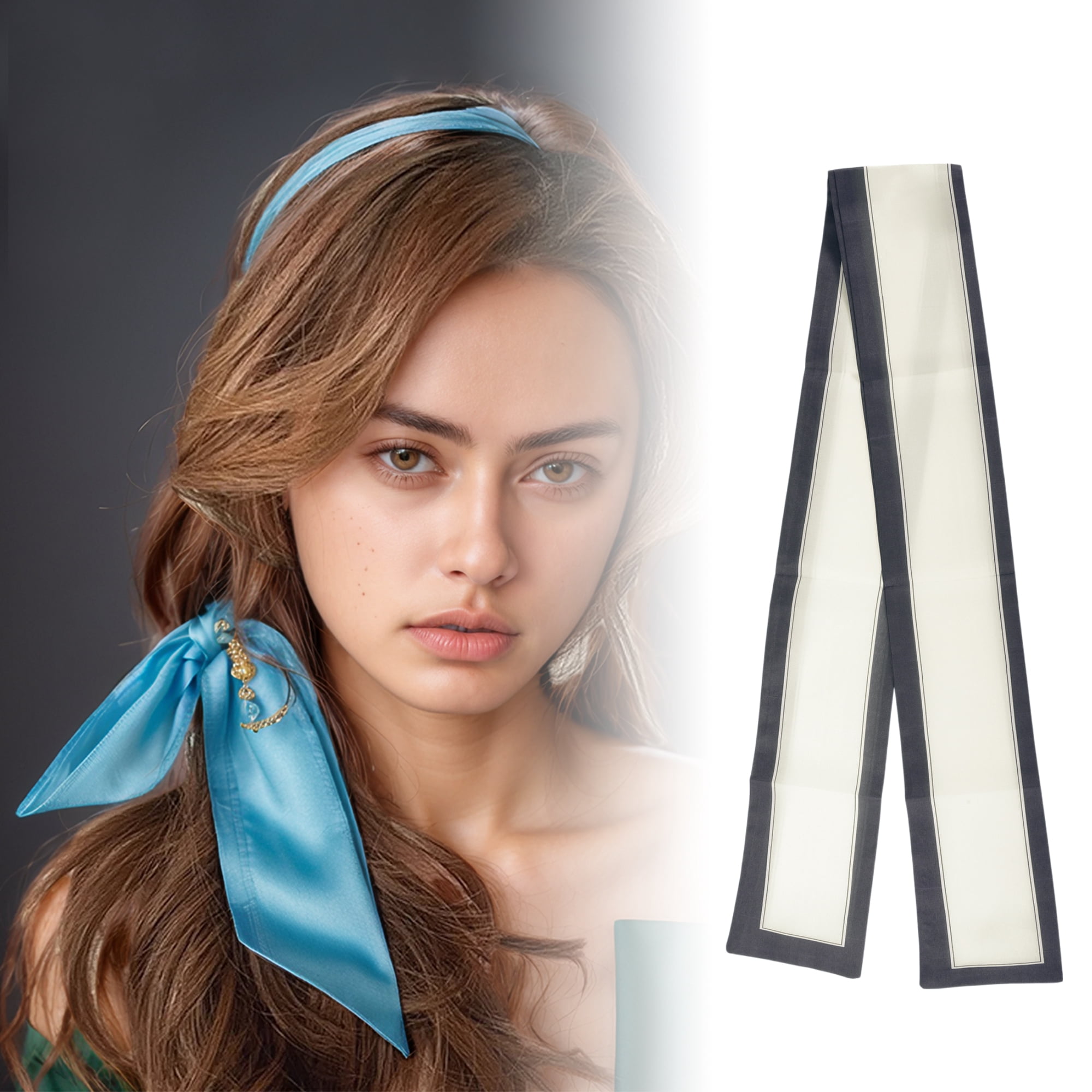 Unique Bargains Borders Pattern Headband 1 Pc Black White