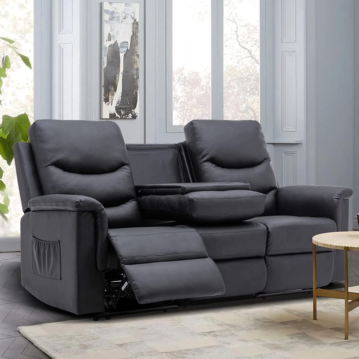 luxury Consofa Reclining Sofa 3 Seater Sofa Recliner with Flipped