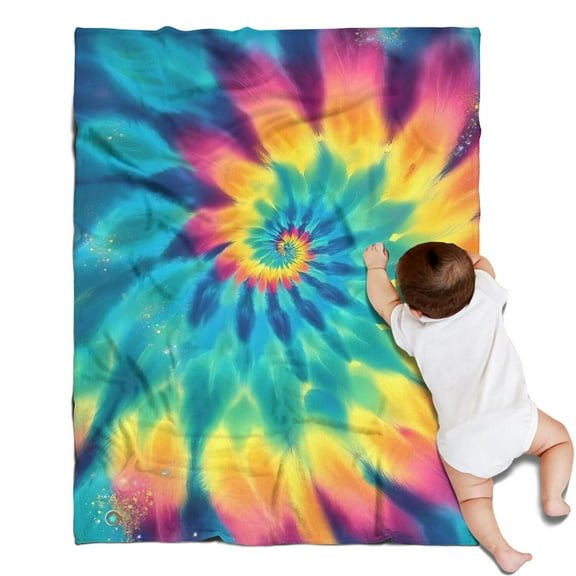 Colorful Rainbow Tie Dye Spiral Pattern Blanket,Comfortable Soft Flannel Throw Blanket,All Season,Warm Lightweight Blankets for Sofa Bed Couch Living Room Chair,30"x40"