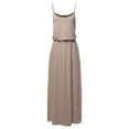 thumbnail image 2 of A2Y Women's Solid Adjustable Strap Top Double Layer Maxi Dress Ash Mocha XL, 2 of 3