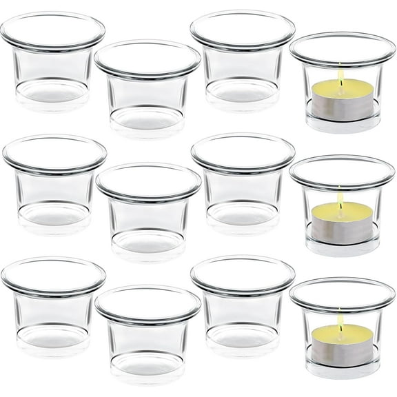 Glass Votive Candle Holders,Tealight Candle Holder for Wedding Holiday Birthday Party Dinner & Home Decor,Set of 12