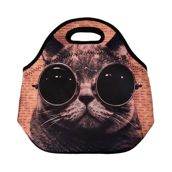Wrapables® Insulated Neoprene Lunch Bag, Crazy Cat