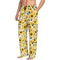 thumbnail image 2 of Balery Navy Blue Leaf Sunflower print Men's Pajama Pants,Ultra Lightweight Pjs,Lounge Pant-Large, 2 of 9