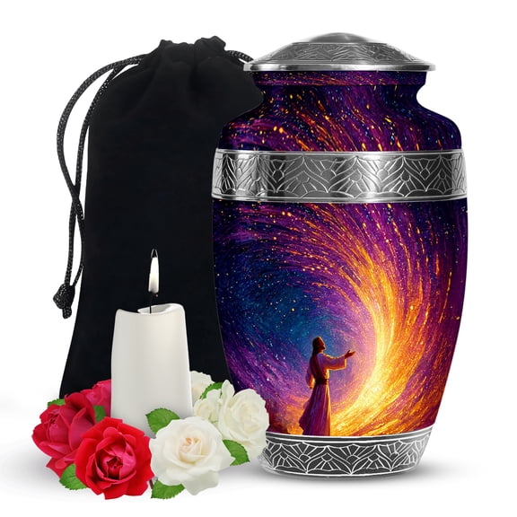 YATSKIA Jesus Large Funeral Urns for Human Ashes Adult Male and Female, Decorative Cremation Urn for Ashes Adult, (200 Cubic, Large 10 Inch)