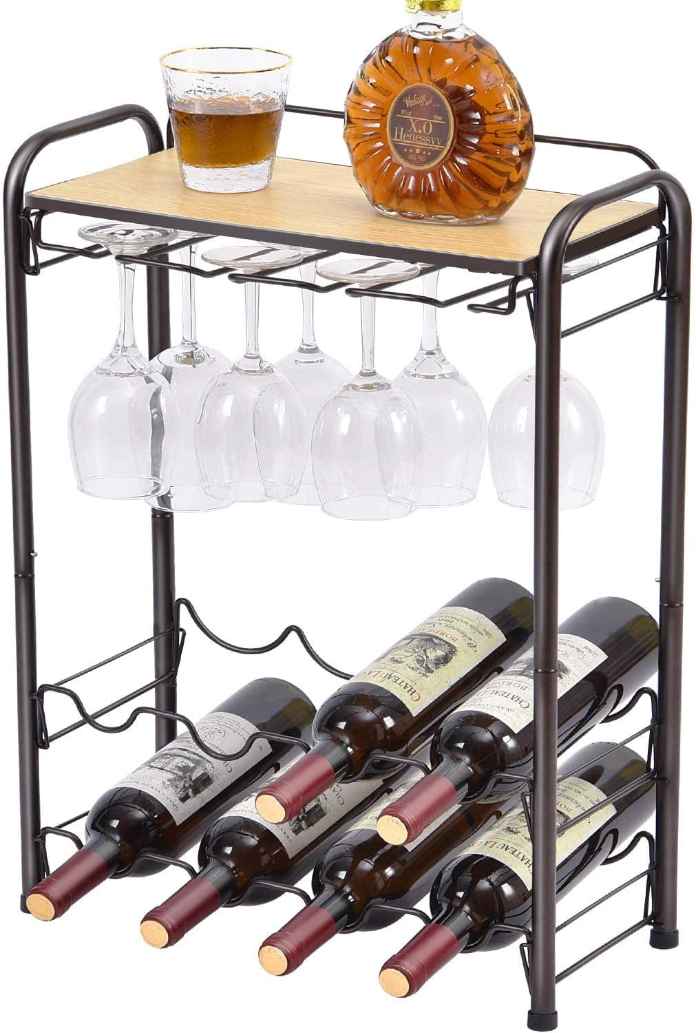 Large Wine Rack Metal Bottle Holder Tall Storage Stand Industrial Vintage Unit 