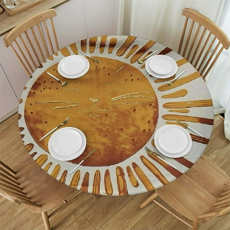 

Autua Cute Cat Round Table Cover Stain Resistant & Washable 100% Polyester Fiber Perfect for Indoor Outdoor Kitchen Dining Wedding Parties - Mother s Day 54 -58
