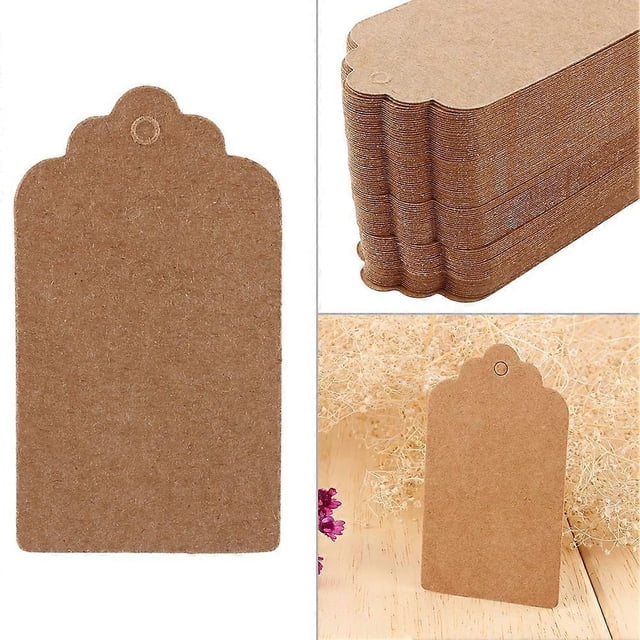100x Blank Kraft Paper Hang Tags Wedding Party Favour Label Price Gift Cards