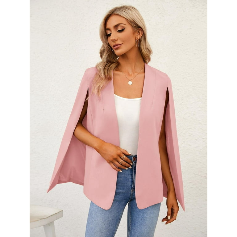 Womens Casual Cape Open Front Split Sleeve Bussiness Blazer Jacket Coat 