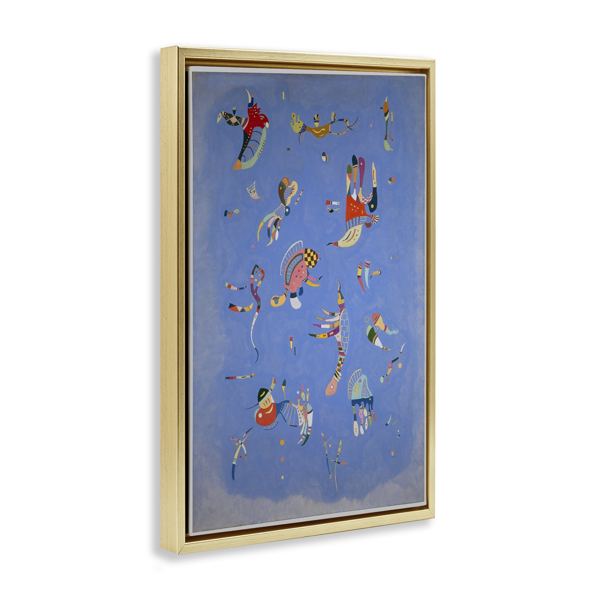 Stupell Industries Kandinsky Sky Blue Painting Abstract Painting Gold Floater Framed Canvas Art Print Wall Art, 17 x 25
