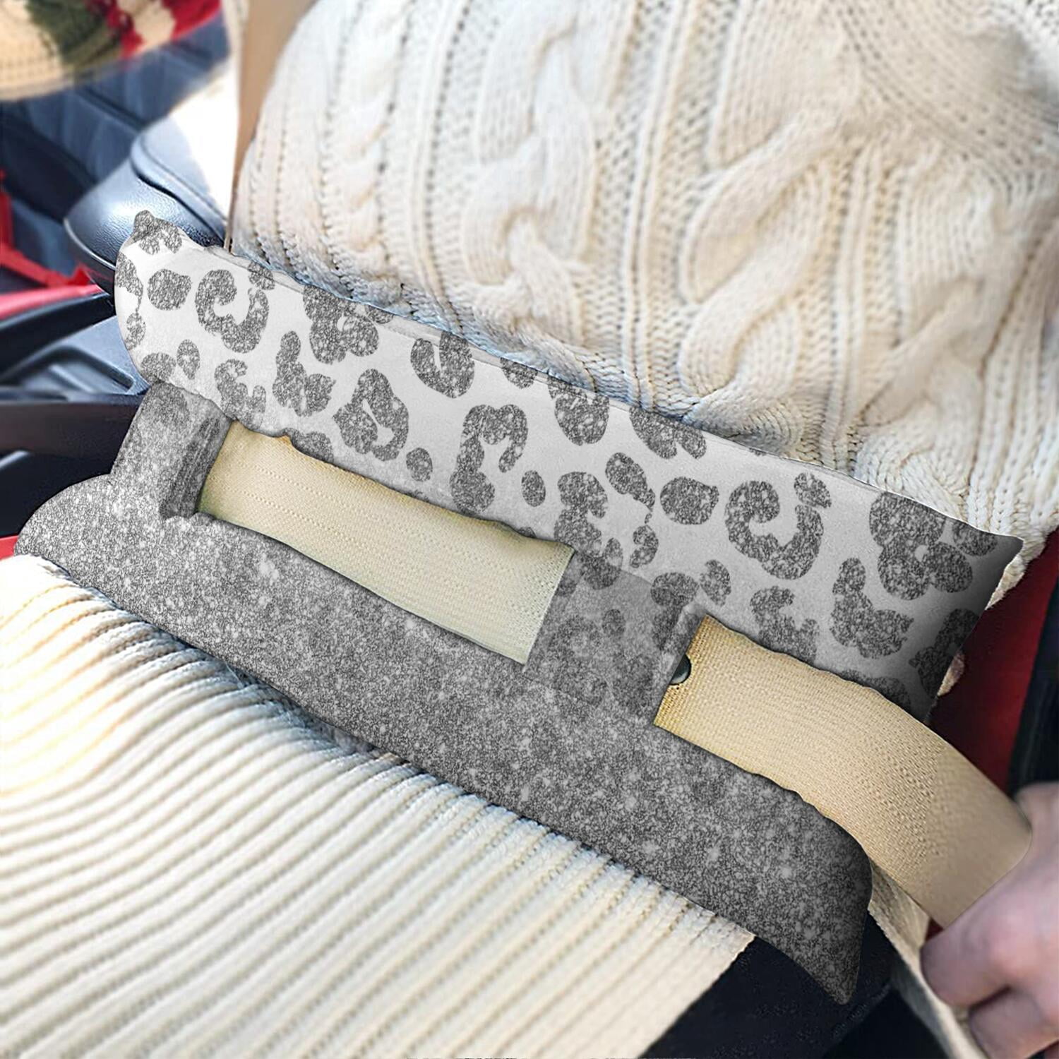 Metallic Glitter Leopard Print Seatbelt Pillow - Chic Recovery Cushion for Women After Chest Surgery