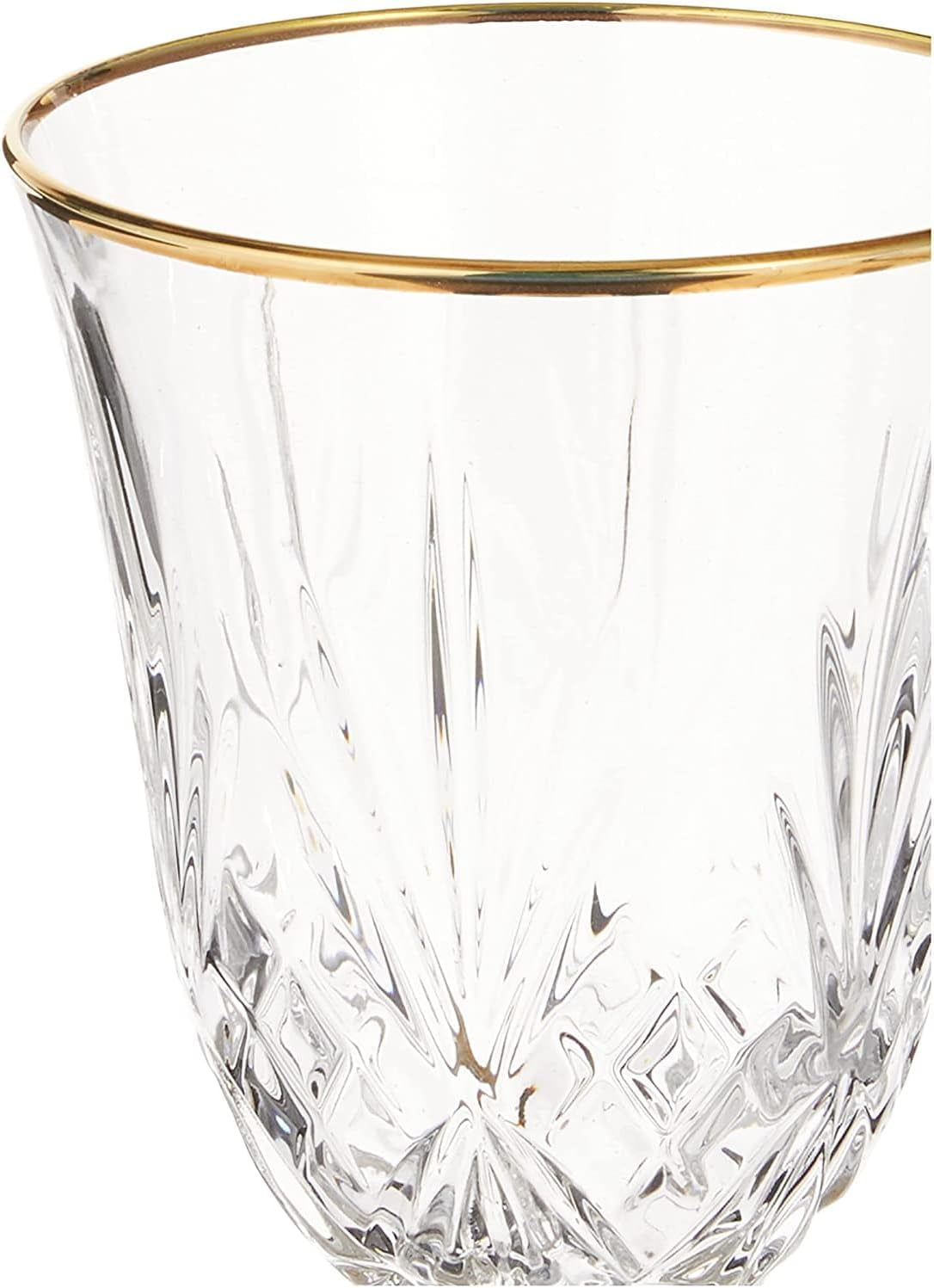 Elegant and Modern Crystal Glassware for Hosting Parties and Events - Red Wine Glass, Gold Band, Set of 4, 7.5 oz.