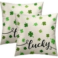 thumbnail image 4 of Ryan; White St Patricks Day Throw Pillow Covers 18X18 Inches Set of 2 Green Lucky Clover Pillowcase Soft Square Spring Shamrock Cushion Covers for Home Sofa Patio Bedroom, 4 of 8