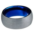 thumbnail image 2 of Wedding Ring Men & Women 8mm Gray Silver Matte Top Inner Blue Tungsten Band, 2 of 3