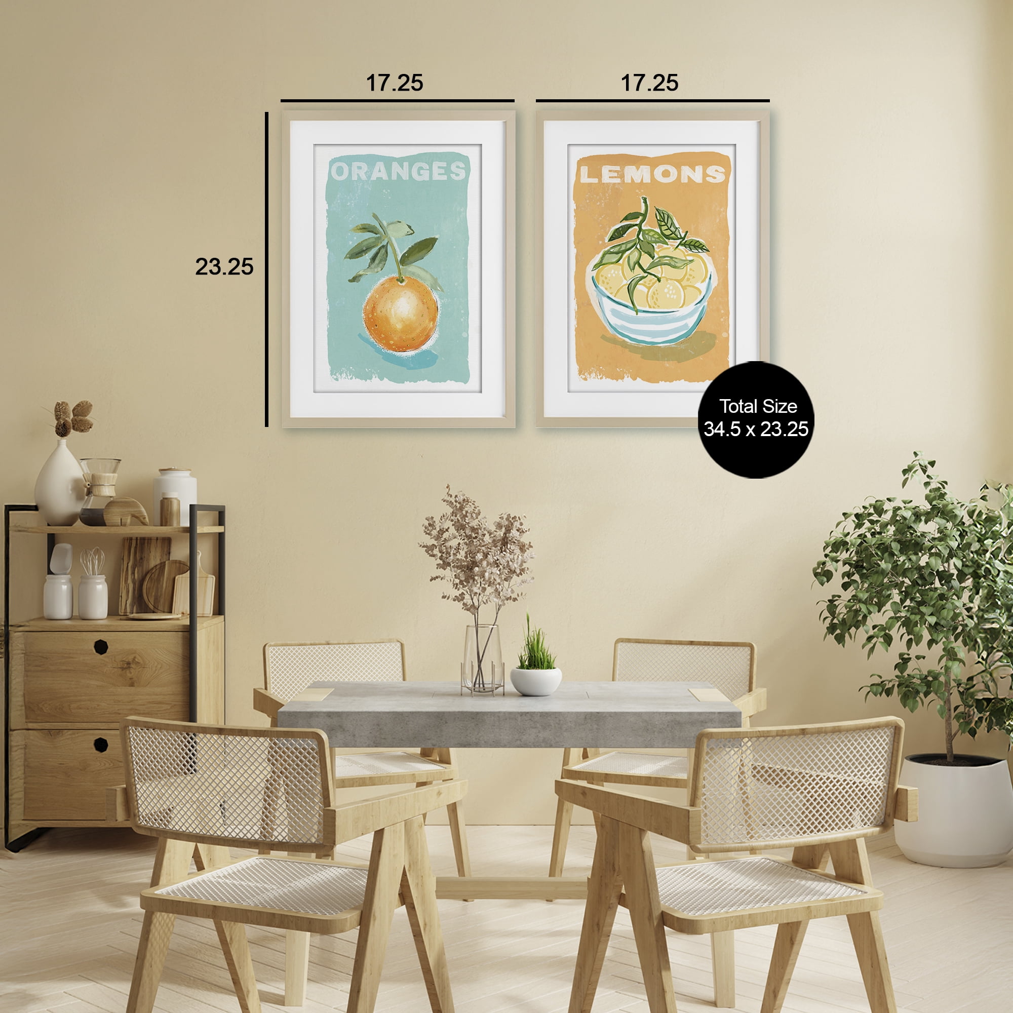 Stupell Industries Citrus Twist Motif 2 Piece Birch Framed Print Under Glass Set, design by Chad Barrett